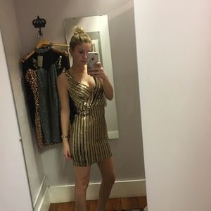Gold Sequin Mini Dress